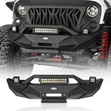 Hooke Road Steel Front Bumper W Winch Plate For Jeep Wrangler Jk 2007-2018 Hooke Road Steel Front Bumper W Winch Plate For Jeep Wrangler Jk 2007-2018