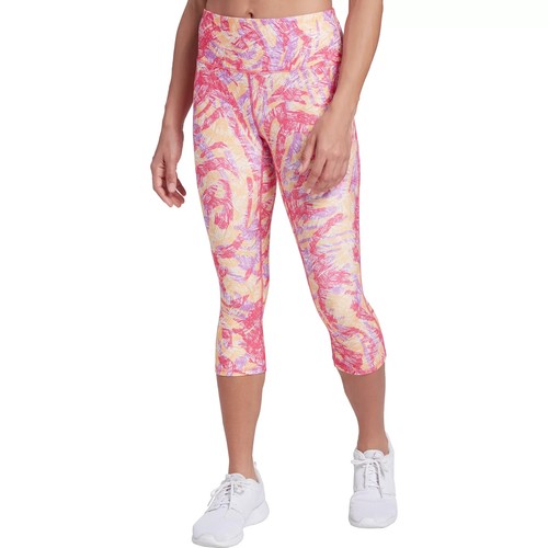 New NWT DSG Momentum Crop Leggings S Womens Abstract Zebra Tangerine Pink Orange