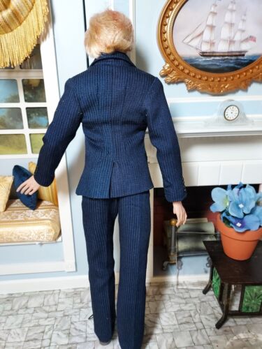 Navy Cotton Suit plus Cotton Plaid Shirt - made to fit Kinsman, Matt Men dolls - Picture 2 of 8
