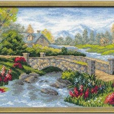 Summer Serenity: Vibrant View Cross Stitch Kit - 15x10.25, Zweigart 14 ct. White