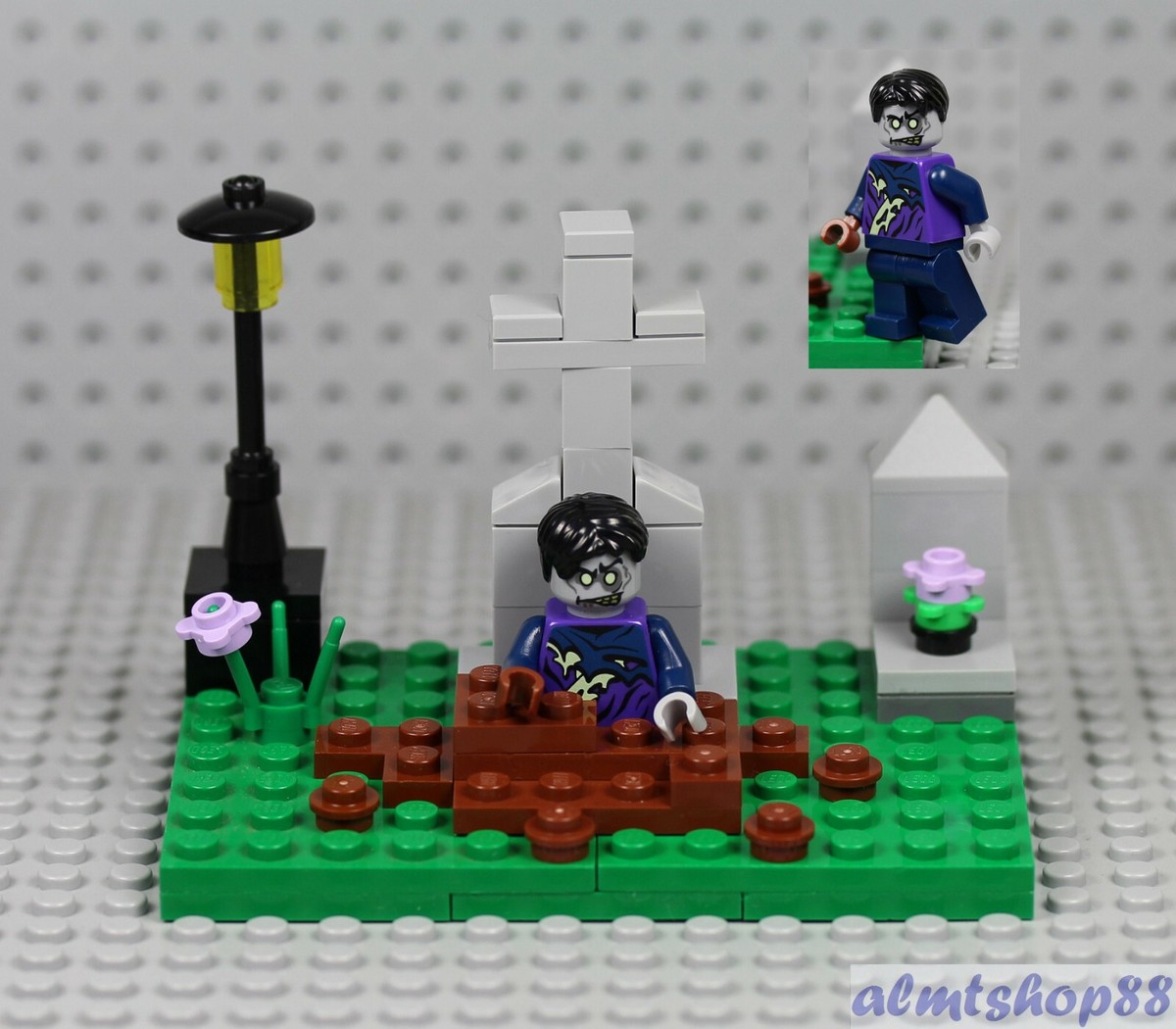 LEGO - Zombie Graveyard Scene - Halloween Haunted Skeleton