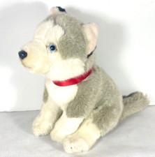 FAO Schwarz Floppy Husky Toy Plush Puppy 10 Grey White fur Perfect Condition