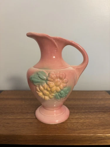 Hull Sunglow Pink Ceramic Yellow Daisies 6" Pitcher