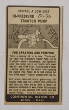 1949 Even Flo Hi-Pressure Tracor Pump Advertisement Continental Belton Co. Belto