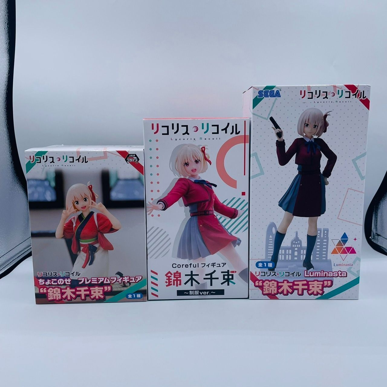 Lycoris Recoil Nishikigi Chisato Figure 3p set Sega Taito Japan Anime w/BOX