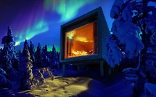 Landscape modern architecture nature winter snow night Custom Gaming Mat Desk