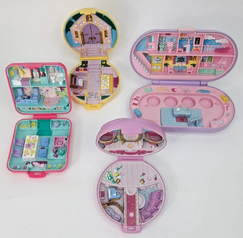 L/4 90's Polly Pocket Compacts Bluebird Party Time Stampin School Wedding Ballet