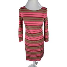 banana republic Wms  2 Pink Metallic Gold Rayon Spandex Nylon Metallic Dress R11