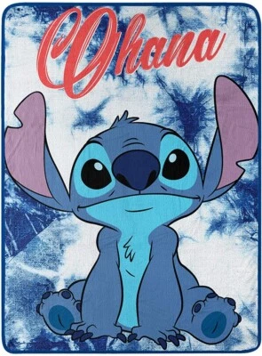 LICENSED Lilo & And Stitch Ohana New Plush Fleece Throw Gift Blanket Disney SOFT