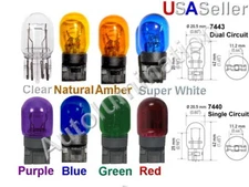 7443 7440 W21W WY21W 21W Colored Glass Light Bulb Lamp Tail Brake Turn Signal