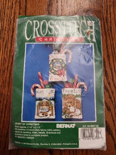 Bernat Christmas Cross Stitch Kit Spirit of Gift Bag Craft Kit Candy Bags  - Picture 1 of 2