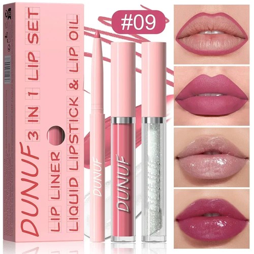 3 in 1/set Velvet Matte Nude Lipliner lucidalabbra olio labbra rossetto tinta labbra matita - Foto 16 di 19