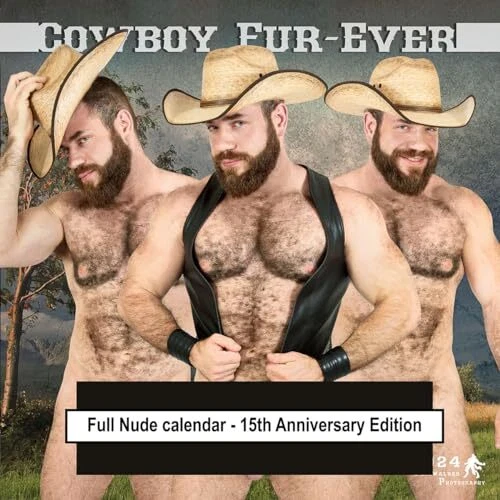 Cowboy Fur-Ever 2024 - - Nude Wall Calendar - Opens to 1 ft x 2 ft | eBay