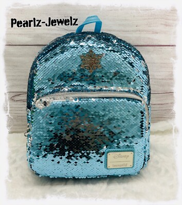 Loungefly アナ雪 刺繍 リュックサック Loungefly Disney Frozen Chibi Mini Backpack Elsa Anna Olaf Blue