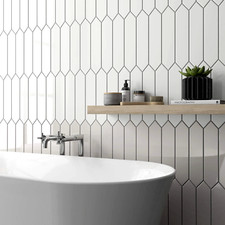 3x12 Glossy White Picket Ceramic Wall Tile, 1 Box 12 sq.ft