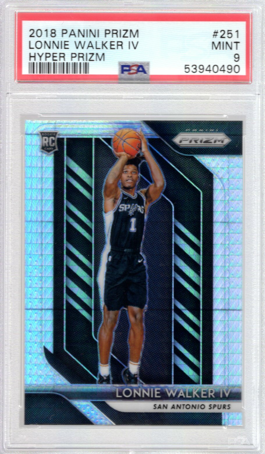 2018-19 Panini Prizm Hyper Prizm Lonnie Walker IV # 251 PSA 9 MINT Rookie RC