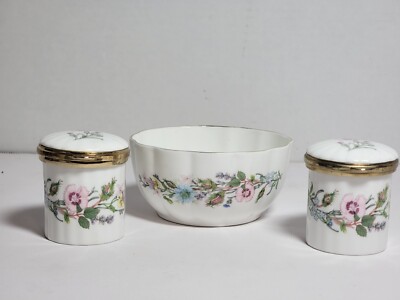 2 Aynsley Wild Tudor Covered Trinkets Rounda 2.25'' and 1 Vanity Bowl 4''