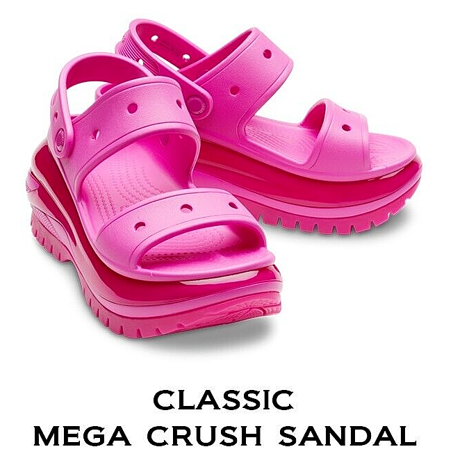 Crocs Classic Mega Crush Sandals Juice (Pink) Unisex Thick Crocs Classic Mega Crush Sandals Juice (Pink) Unisex Thick