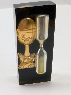Vintage Lucite Chicken Eggs Sand Timer Hourglass Paperweight 1950s 3.5 Inch