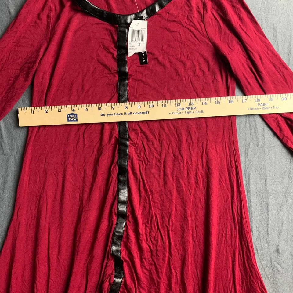 Camisa pulóver Grace Elements imitación cuero ribete mujer dobladillo asimétrico Foto 4 de 4