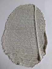 Tischdecke Beige Oval Handarbeit gehäkelt Baumwolle 34 x 20 cm gebraucht