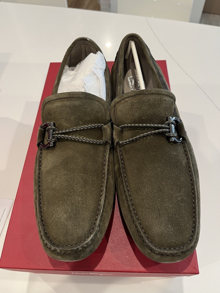 Salvatore Ferragamo 9 Suede Driving Loafers SALVATORE FERRAGAMO Moccasin Driving Loafer Grey Suede Men 9  main image 2