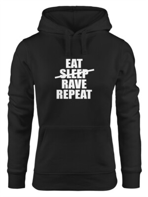 Hoodie Damen Eat Sleep Rave Repeat Techno Kapuzenpullover Moonworks 