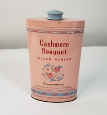 Vtg Cashmere Bouquet Talcum Powder Colgate-Palmolive 10 oz. Tin Container Full