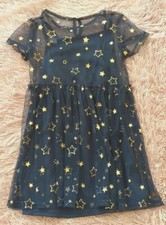 New Wonder Nation Foil Mesh Star Dress Mesh Layered Navy Girls Small 6 6X NWOT