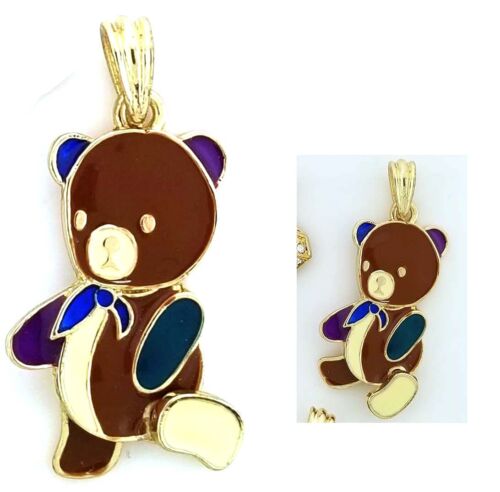 *Gentleman Teddy Bear Pendant w/ 14K GP 24" Rope Chain (ADD-ON FIGARO AVAILABLE) - Picture 1 of 7