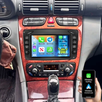 AMPRIME 2+64G per 2000-05 Mercedes Benz Classe C W203 Autoradio Android 15 GPS Navi WIFI