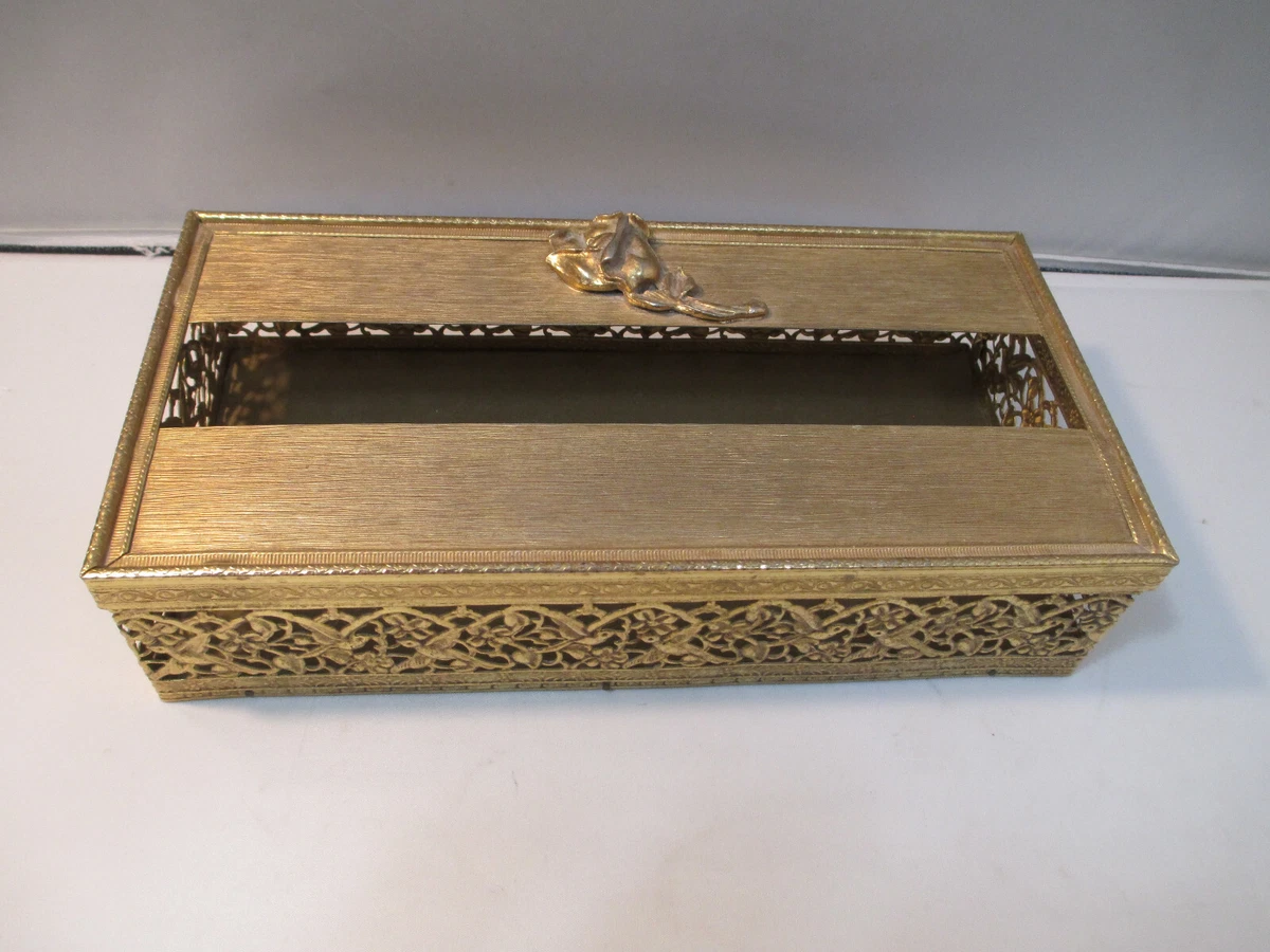 Vintage Metal Tissue Box Cover Birds Flowers eBay