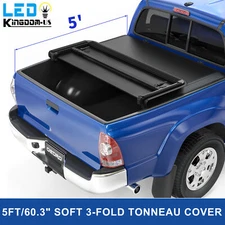 5ft Soft Tri-Fold Tonneau Cover for 2005-2015 Toyota Tacoma Truck Bed Waterproof