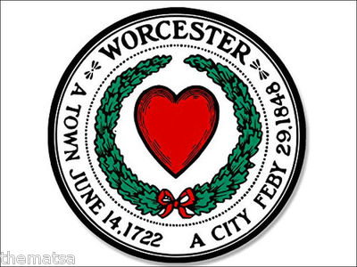 8cm 2xAufkleber Sticker Decal Farbe Worcester Massachusetts City Seal F3437