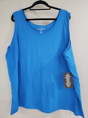 NEW - Woman Within Women s Plus Tank Top Solid Blue 2X