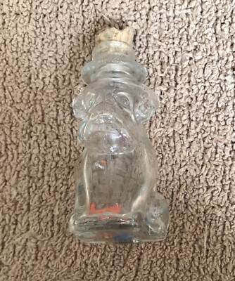 Vintage Glass Dog Candy Container Bottle with Lid T.H. Stough Co Jeannette PA 