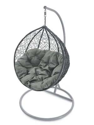 MAT COMPANY Hängesessel Polyrattan Sitzkissen Ei Hanging Chair Garten Rattan