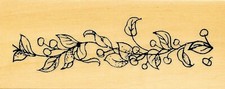 Anita's  VINE LEAF BORDER  Wood Mounted Rubber Stamp Nature Floral Berries