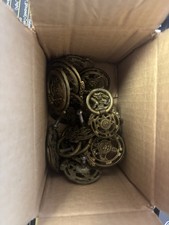 Ancienne reproduction bague laiton Horton tiroir tire fleur dorée