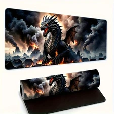 15.7x35.4 inch Extra-Large Dragon Gaming Desk Mat-Non-Slip Surface, Stitched Edg