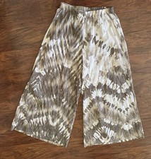 Bryn Walker 100 Cotton Sand Eli Pants Cropped Flowy Wide Leg Artsy Ikat Size XS