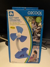 O2COOL 4 inch Portable Battery Powered Stroller Clip Fan, Blue/White Foam Blades