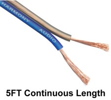 Harmony Audio 16 Gauge CCA Car Home Stereo Matte Blue Speaker Wire Cable 5 Feet