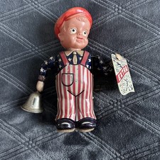 OCCUPIED JAPAN NEWSPAPER PAPER BOY TIN  CELLULOID WIND UP TOY 6"