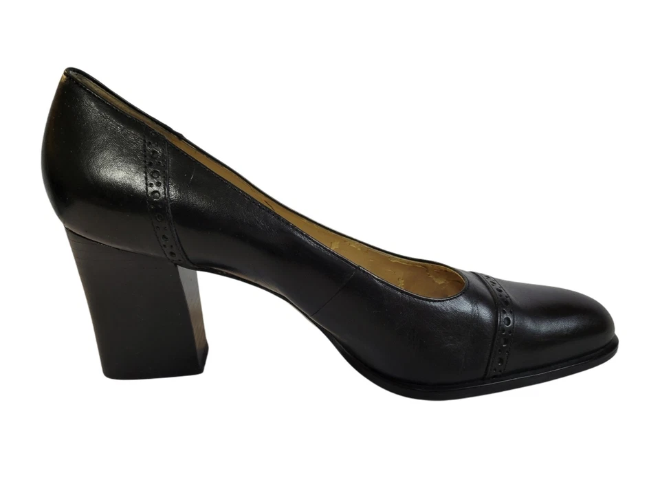 Enzo Angiolini Womens Shelby Black Leather Pumps 8.5 M Block Heel - Imagem 4 de 4