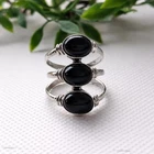 Black Onyx 3 Stone Ring Handmade Solid 925 Sterling Silver Ring All Size R181