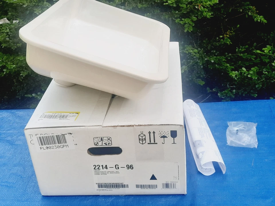 Pia de banheiro Kohler 2214-G-96 Ladena Undercounter BISCOITO VIDRO TRASEIRO ~NOVO~ - Imagem 2 de 4