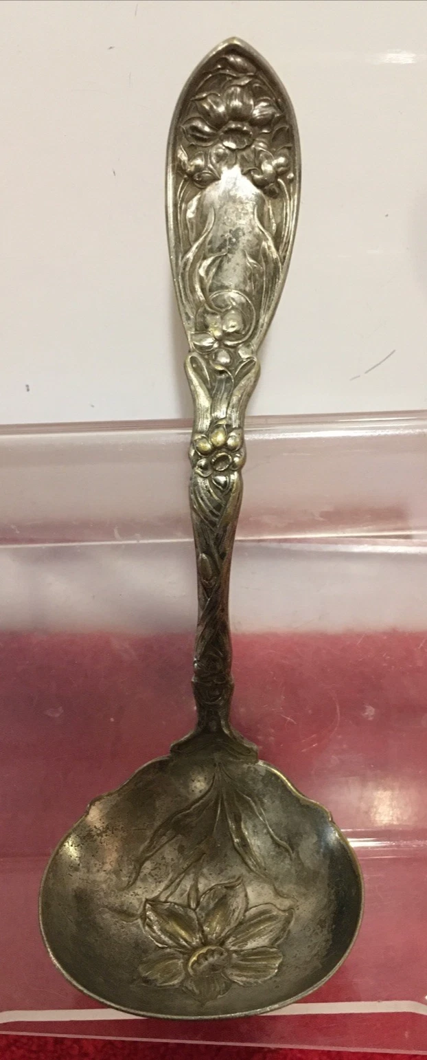 Narcissus Oxford Silver Plate Co. Floral Ladle Spoon6 3/4" Antique