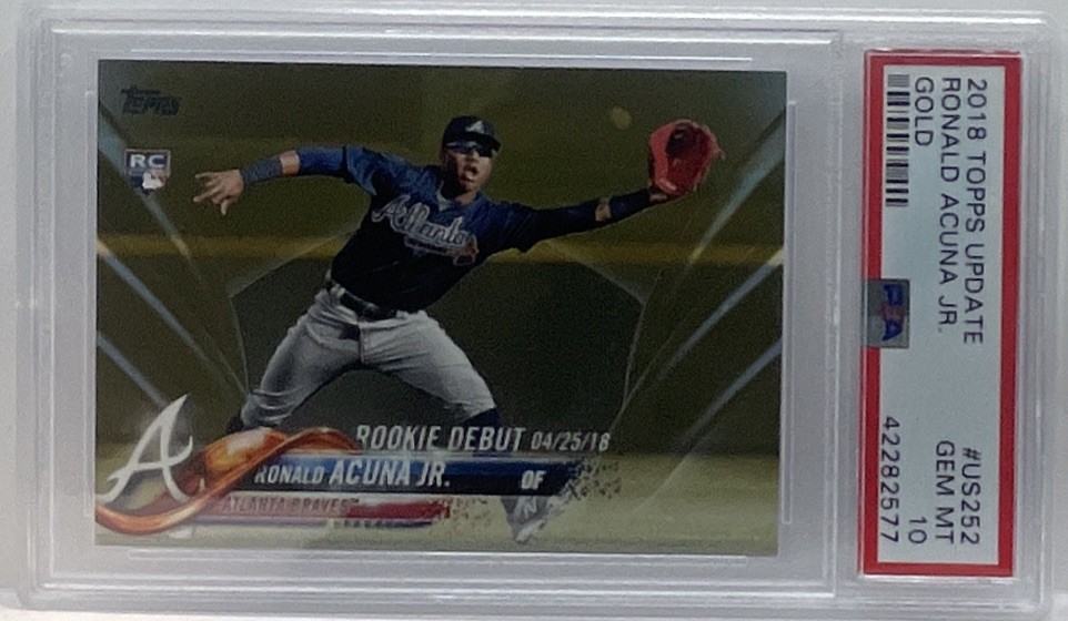 2018 Topps Update RONALD ACUNA JR. GOLD #US252 ROOKIE RC #/2018 PSA GEM MT 10