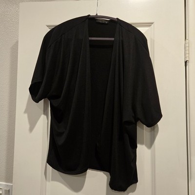Final Touch Short Sleeve Cardigan, Black, Size Women's M